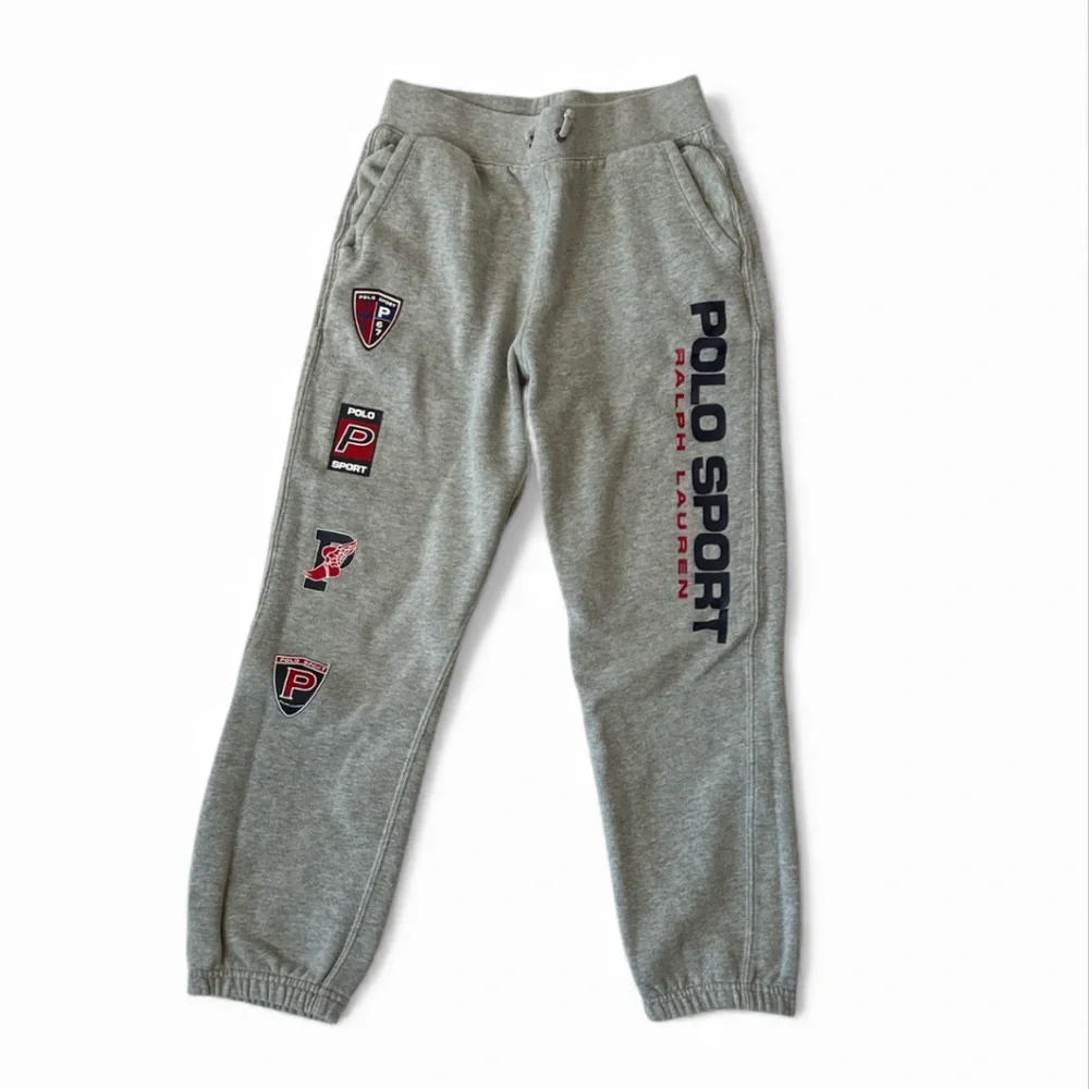 Polo by Ralph Lauren Gray Joggers w Logo Accents + Tshirt Bundle Boys Sz S (8)